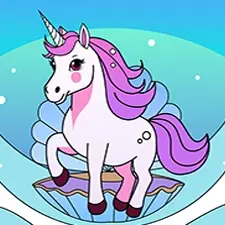 Unicorn and Clamshell Coloring Page Color