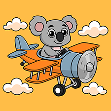 Airplane With Koala Pilot Printable