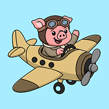 Airplane with Pig Pilot Printable