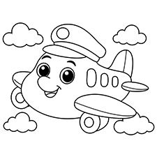Baby Pilot Airplane Coloring Page
