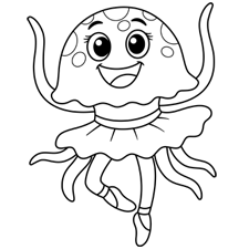 Ballerina Jellyfish Coloring Page