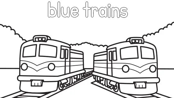 Blue Trains Coloring Page