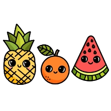 Cartoon Fruit Coloring Page