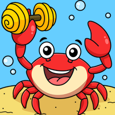 Crab Lifting A Seashell Dumbbell Printable