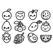 Cute Fruits Coloring Page