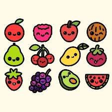Cute Fruits Coloring Page