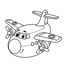 Fat Blue Airplane Coloring Page