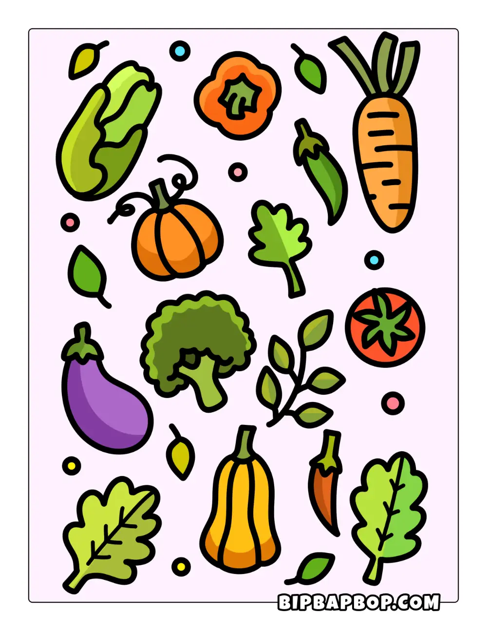 Group Of Vegetables Coloring Page