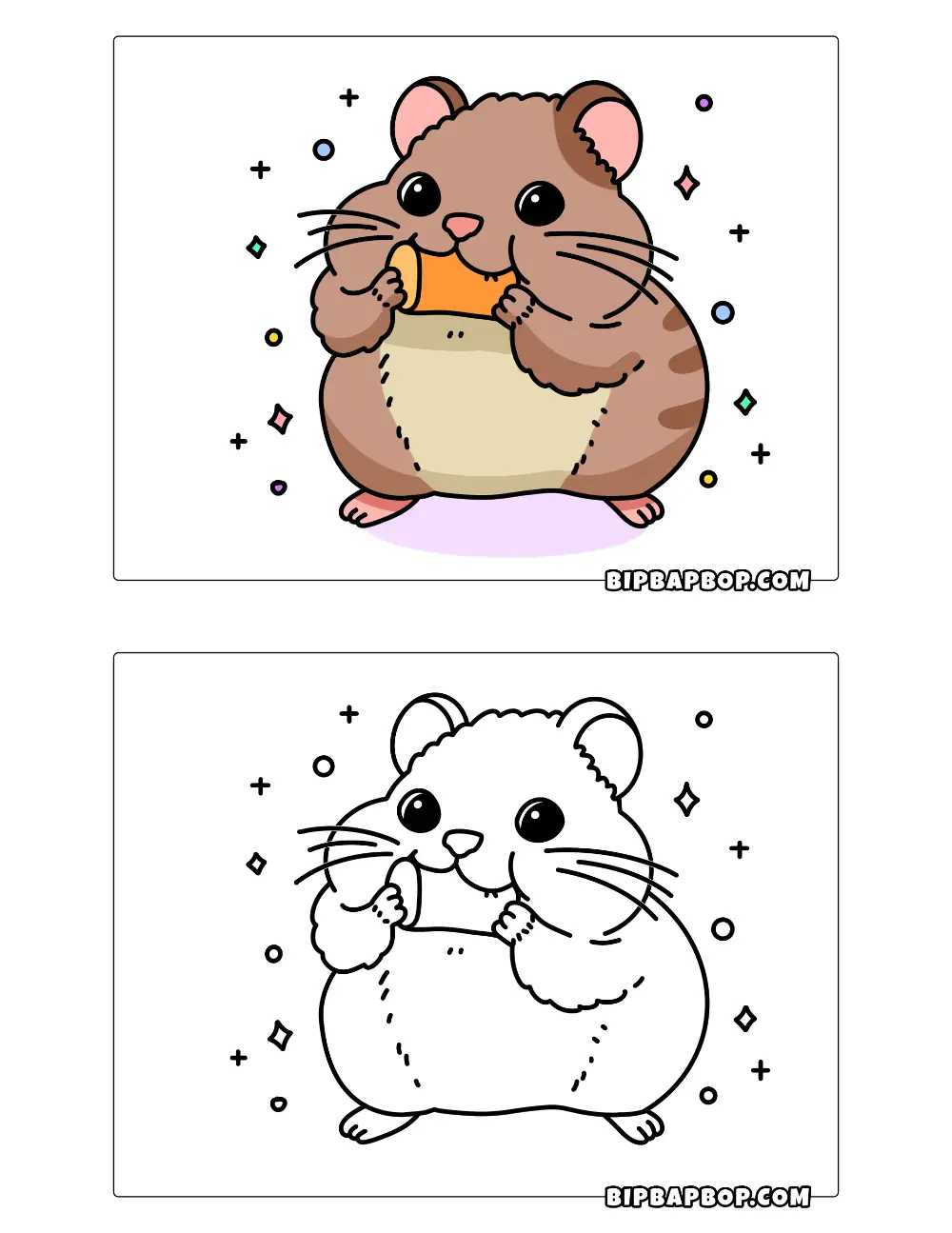 Hamster Eating A Vegetable Coloring Page