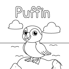 Happy Puffin Coloring Page