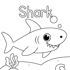 Happy Shark Coloring Page