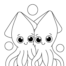 Happy Squids Coloring Page