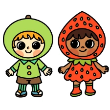 Melon And Strawberry Kid Coloring Page