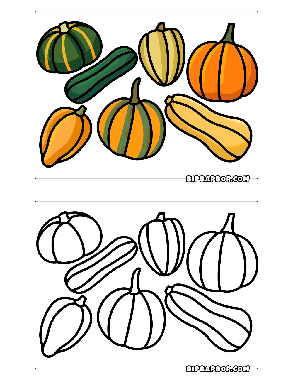 Pumpkins & Squash Coloring Page