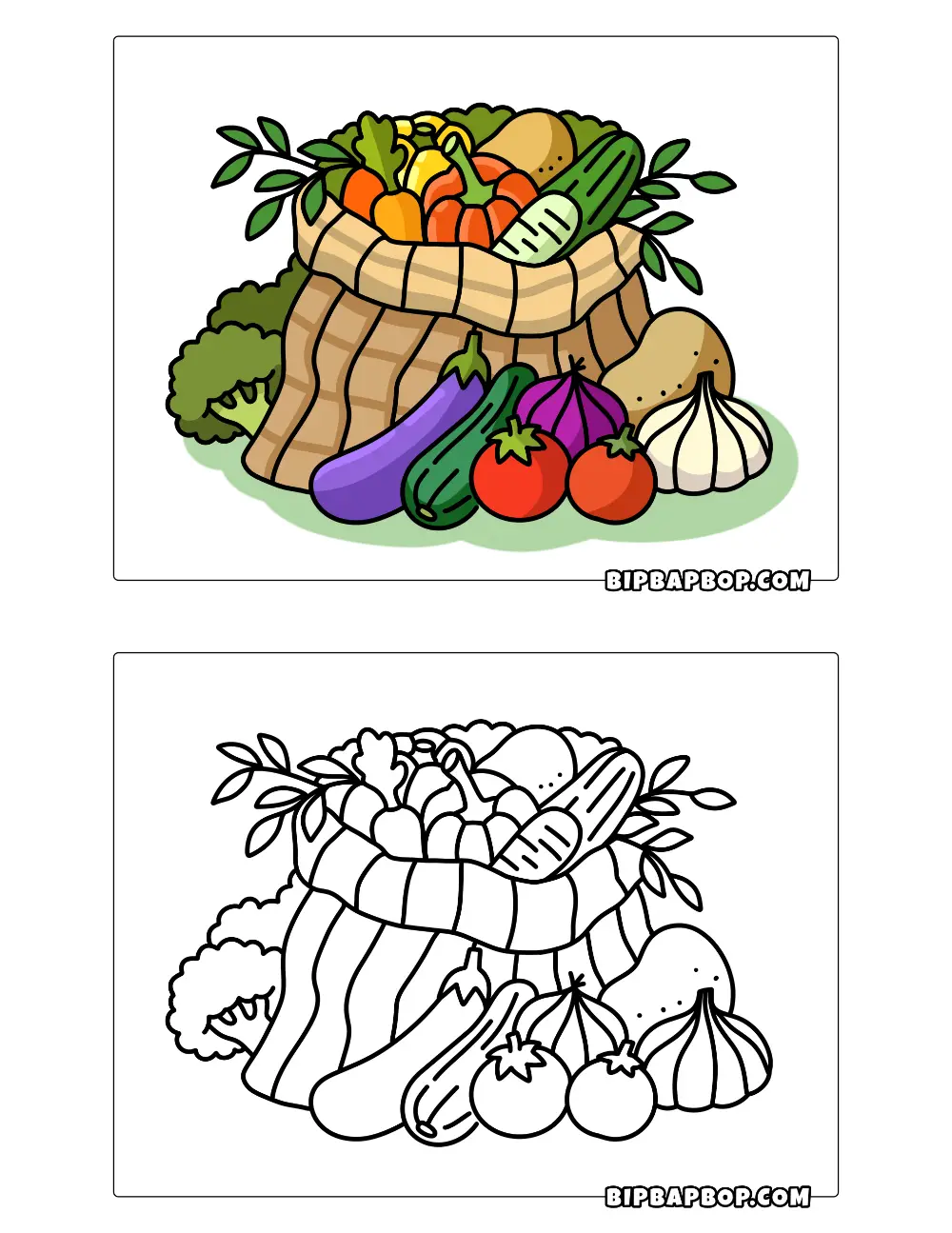 Sack Of Vegetables Coloring Page