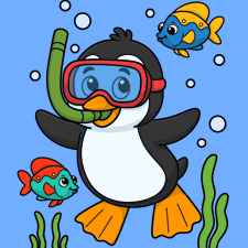 Snorkeling Penguin Printable