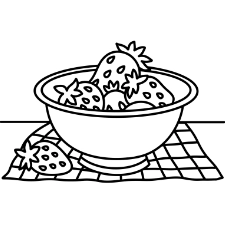 Strawberry Bowl Coloring Page