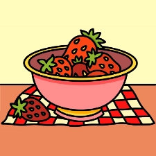 Strawberry Bowl Coloring Page
