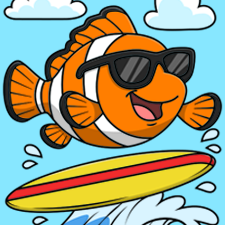 Surfing Clownfish Printable
