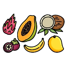 Tropical Fruits Coloring Page
