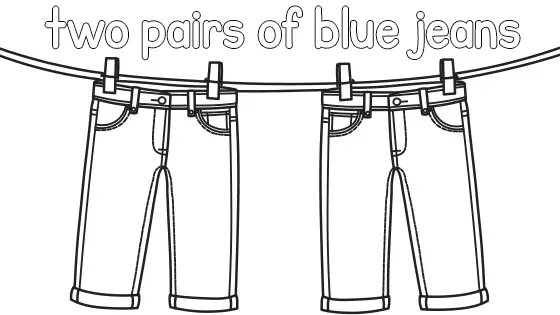 Two Pairs of Blue Jeans Coloring Page