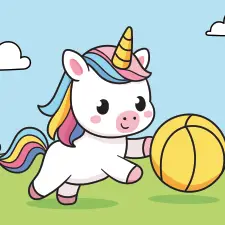 Unicorn With Ball Coloring Page Color