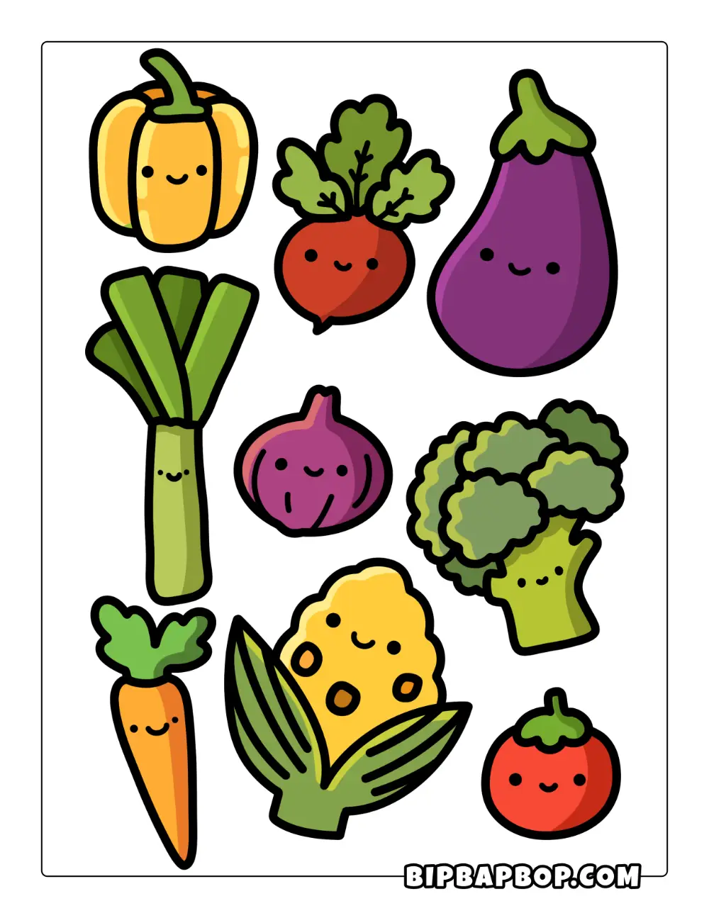 Vegetable Collection Coloring Page