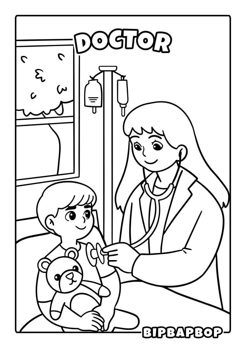 A female doctor looking after a sick patient in hospital