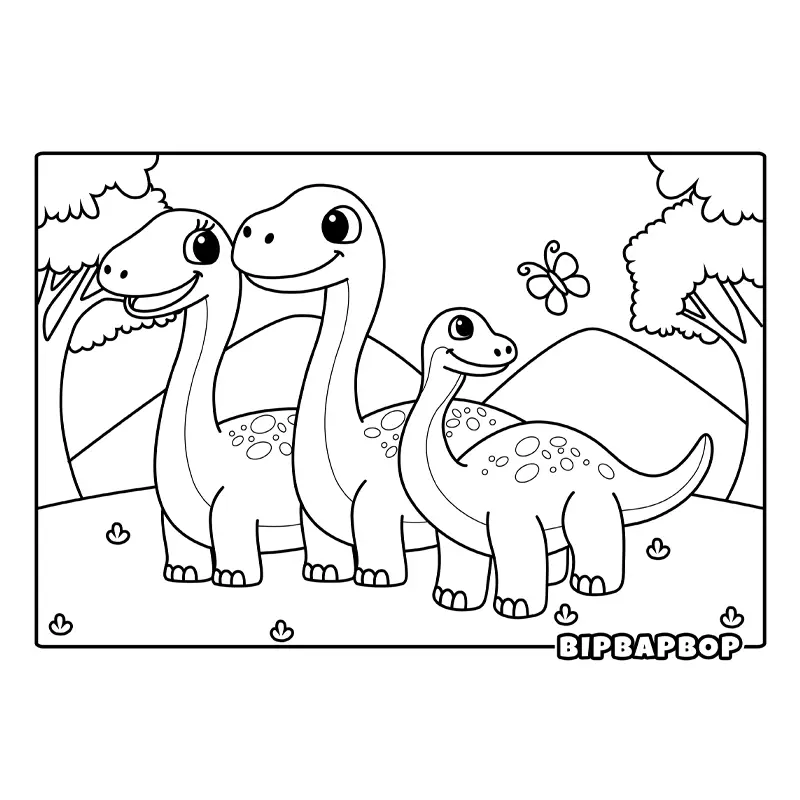 a happy brontosaurus family