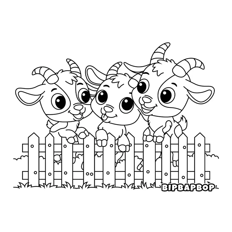 three baby goats climbing a fence on the farm