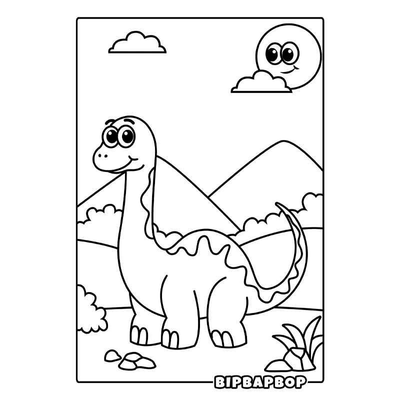 a brachiosaurus walking across open land