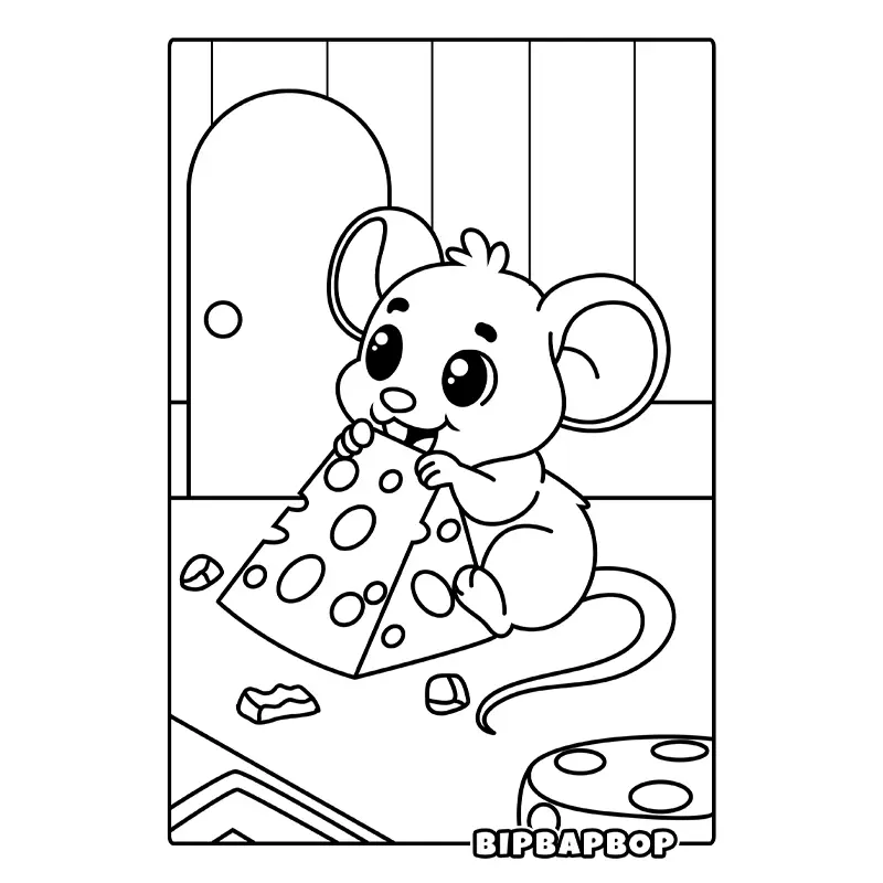 sweet baby mouse eating cheese