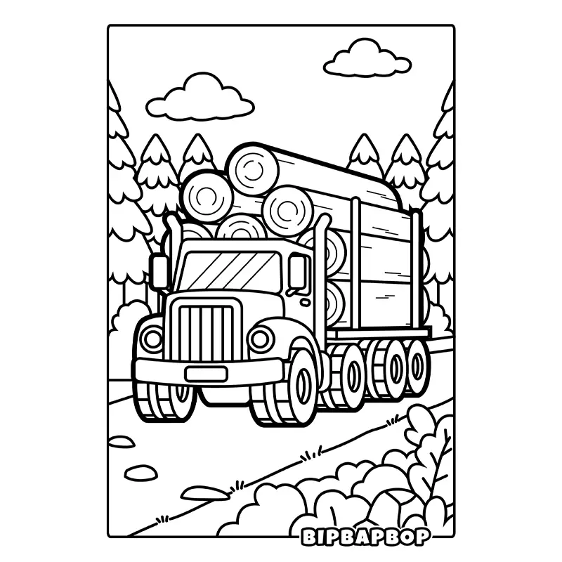 a logging truck on the road