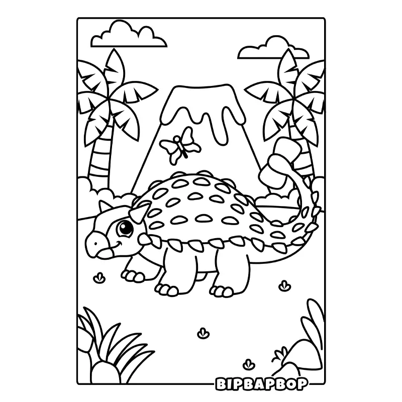 an ankylosaurus with a club tail in the jungle