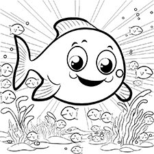 Cute Smiling Fish PDF Coloring Page