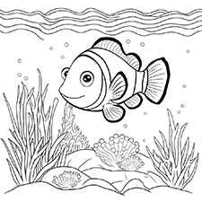 Happy Fish Coloring Page Free PDF Download