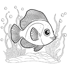 Swimming Fish Coloring Sheet For Kids