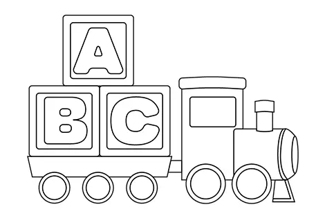 ABC Alphabet Train Coloring Page Black & White
