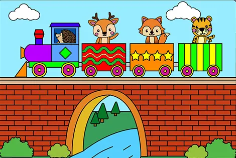 Animal Passengers On Train Coloring Page