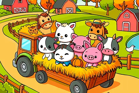 Farm Animals On A Truck Coloring Page