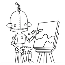 Artist Robot Coloring Page