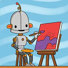 Artist Robot Coloring Page