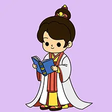 Asian Prince With A Book Coloring Page