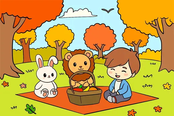 Autumn Picnic Coloring Page