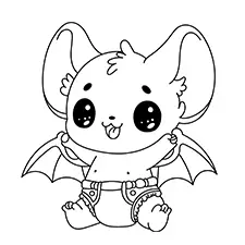 Baby Bat With A Diaper Coloring Page