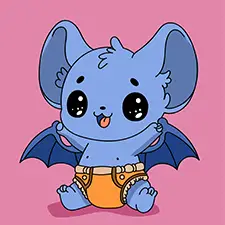 Baby Bat With A Diaper Coloring Page