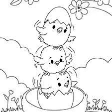 Baby Chicks Wobbling In The Nest Coloring Page