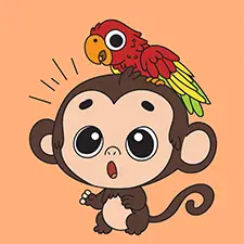 Baby Monkey With A Parrot Coloring Page