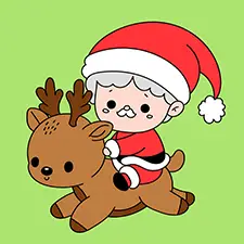 Baby Santa On A Baby Reindeer Coloring Page