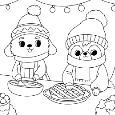 Animals Baking Holiday Desserts Coloring Page